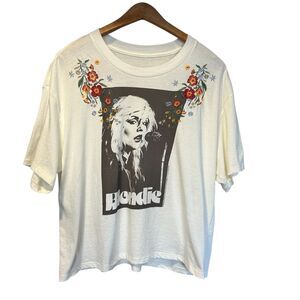Vinyl Icon White Blondie Floral Embroidered Tee XL